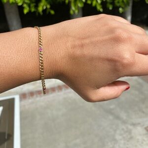 14k Ferkos Cuban Bracelet w/ Rubies